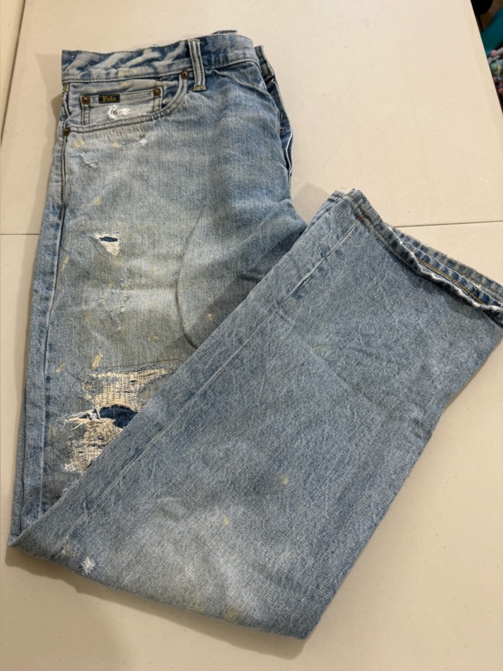 Ralph Lauren Light Wash Distressed Relaxed Jeans